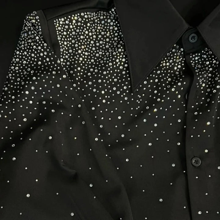 Chemise Noire Avec Strass Homme