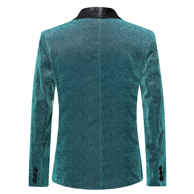 Veste Costume Turquoise  Paillette Homme Velours