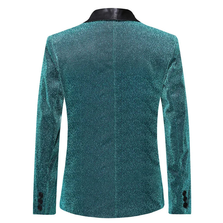 Veste Costume Turquoise  Paillette Homme Velours