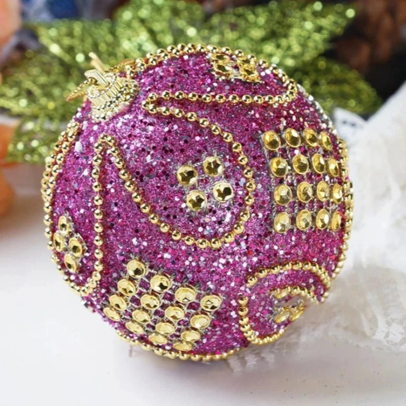 Boule de Noel Strass Mauve