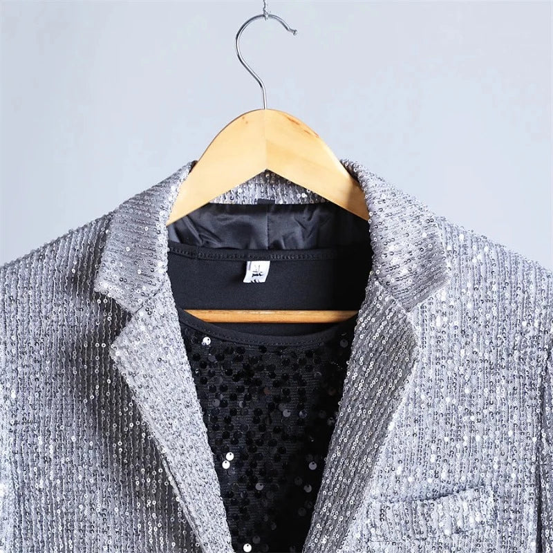 Veste Gris  Blazer Homme Pailleté