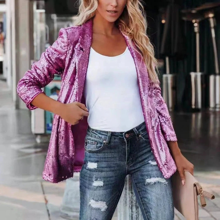 Veste Blazer Paillette Femme fushia