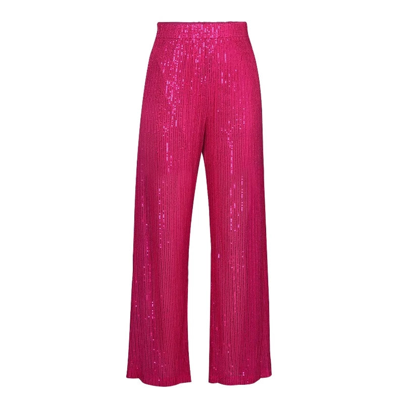 Pantalon Paillette Souple Femme rose