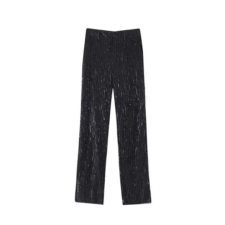 Pantalon Paillette Avec Franges Homme Noir