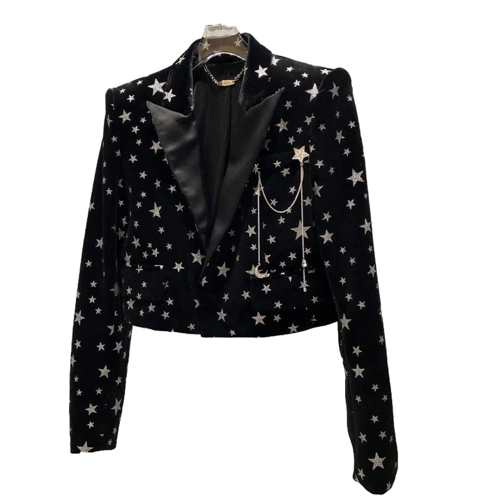 Ensemble Veste Short Noir Etoiles Paillettes Velours