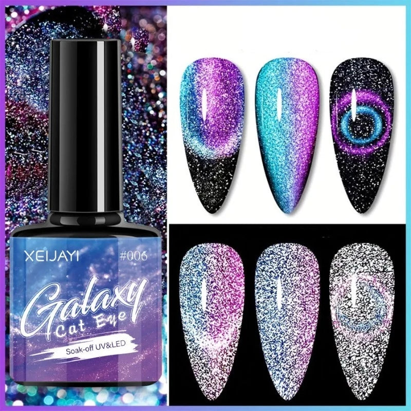 Gel Ongles Pailleté Galaxy bleu violet