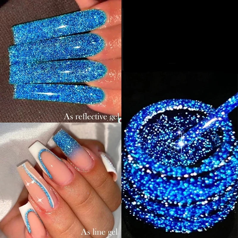 Gel Pailleté Ongles bleu