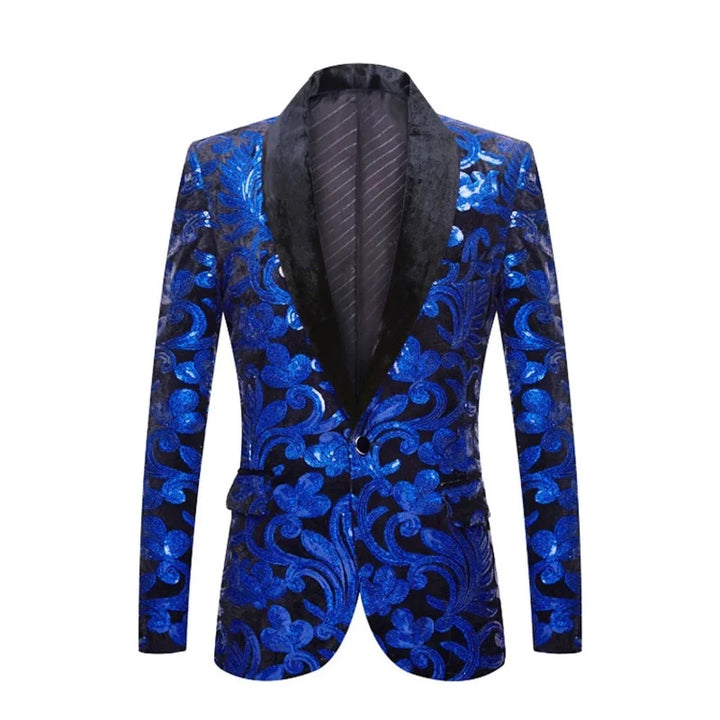 Veste Costume Paillette Velours Homme bleu