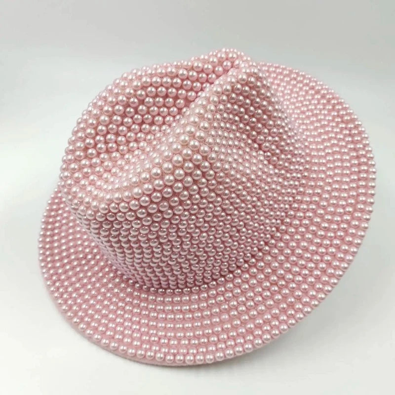 Chapeau Strass Rose perles