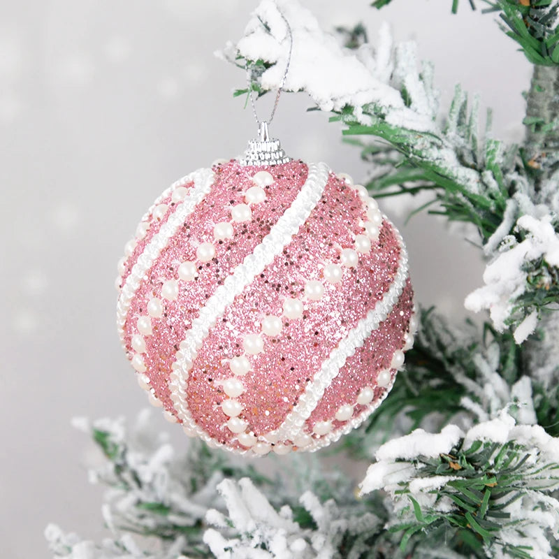 Boule de Noel Paillettes Rose