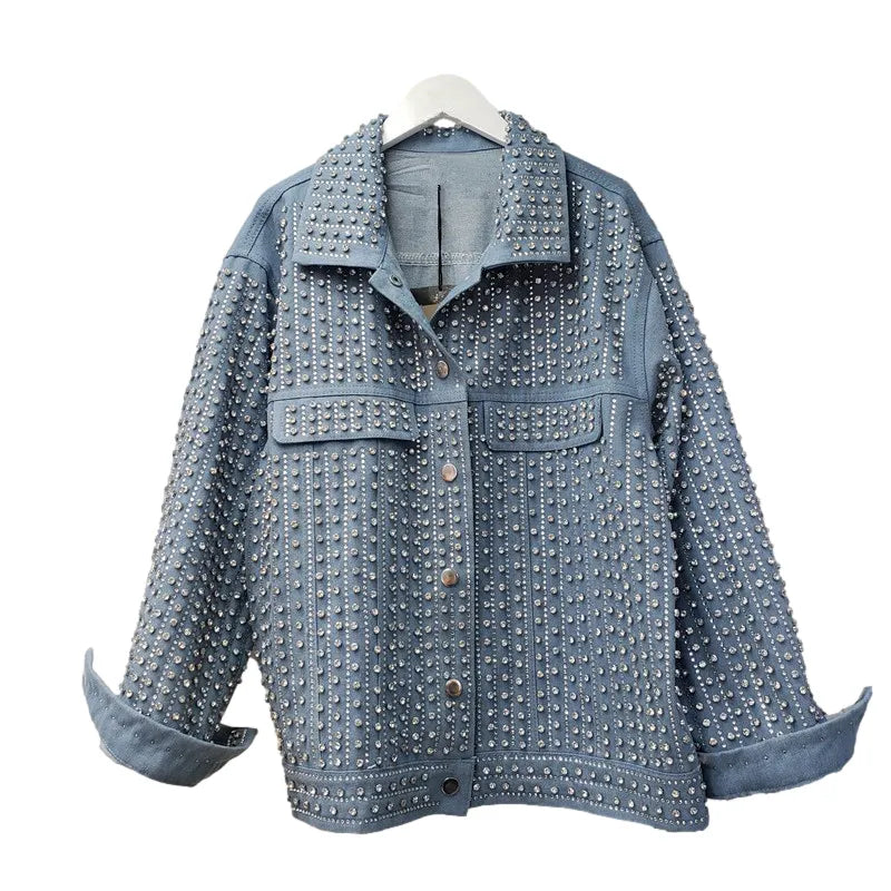 Veste Jean Bleu Clair Strass