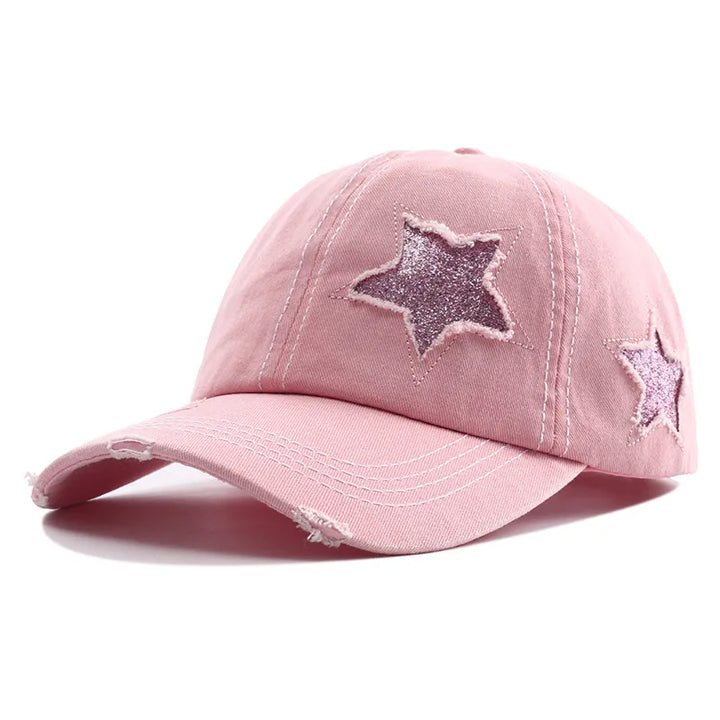 Casquette Avec Etoiles Paillettes rose claire