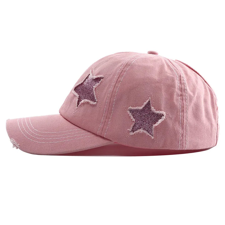 Casquette Avec Etoiles Paillettes rose claire