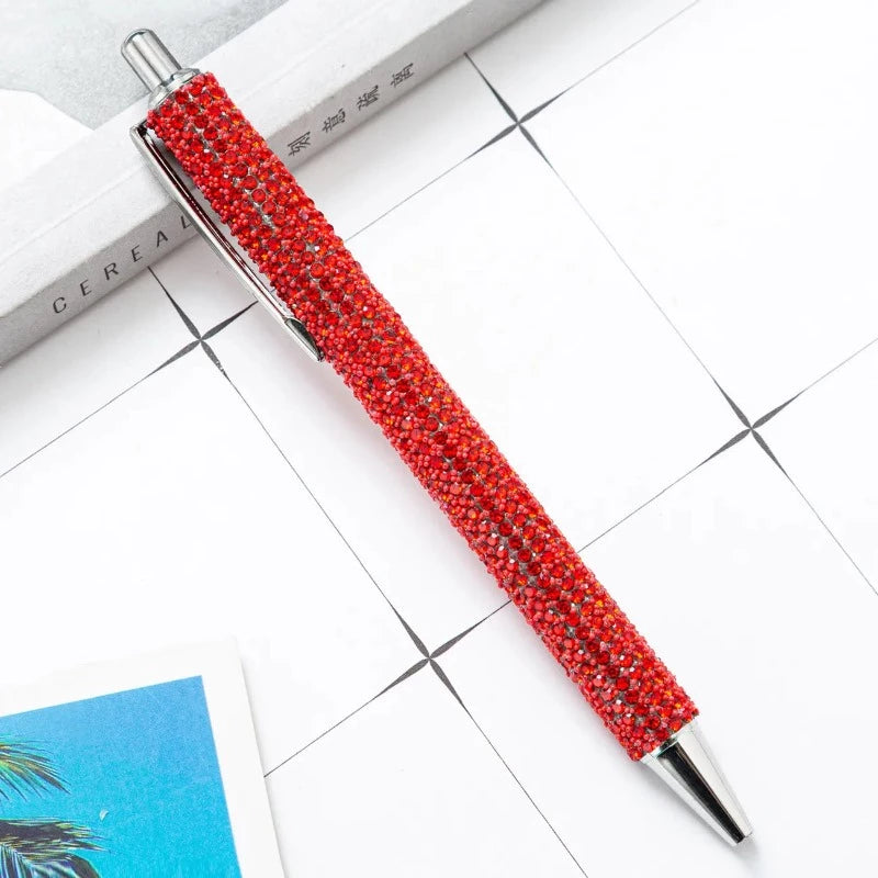 Stylo Strass Rouge Argenté