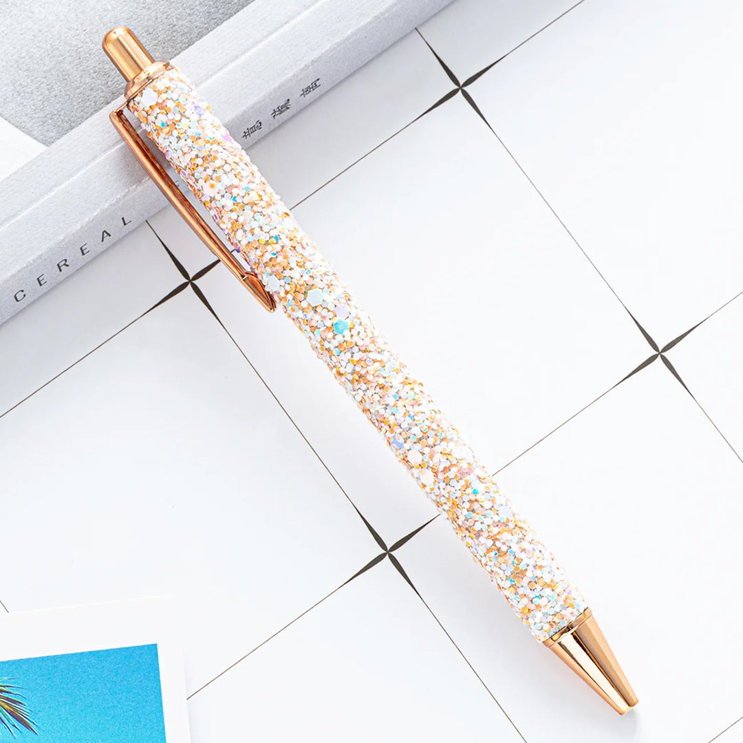 Stylo Bille Strass Rose Or