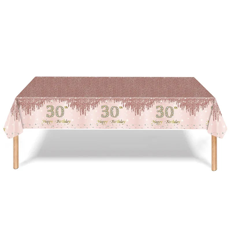 Chemin de Table Paillettes Roses et Accessoires nappe 30 ans