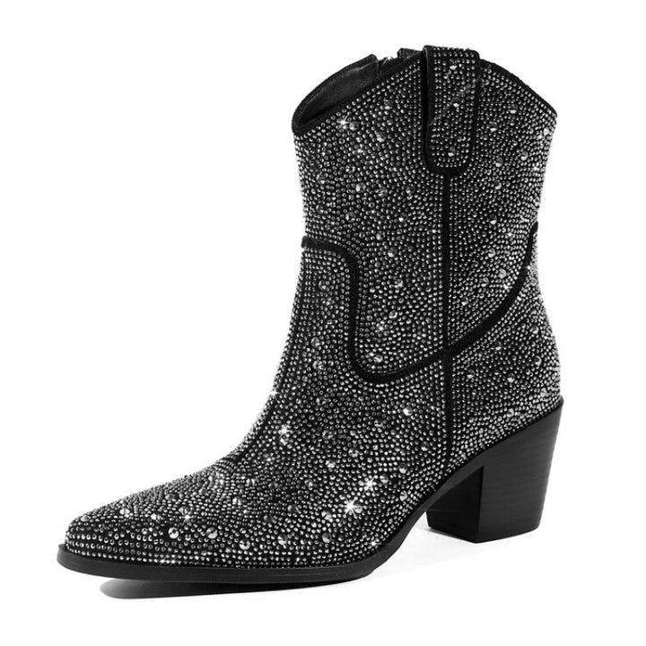 Bottines Noir  Strass Femme