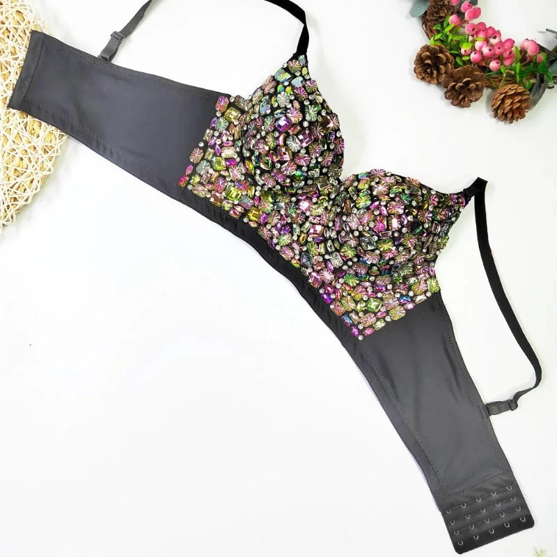 Soutien Gorge Strass Coloré Noir