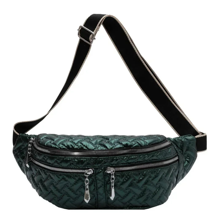 Grand Sac Banane Argenté Vert