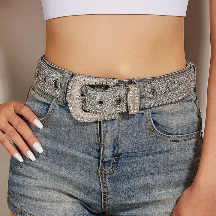 Ceinture Paillette Strass argent