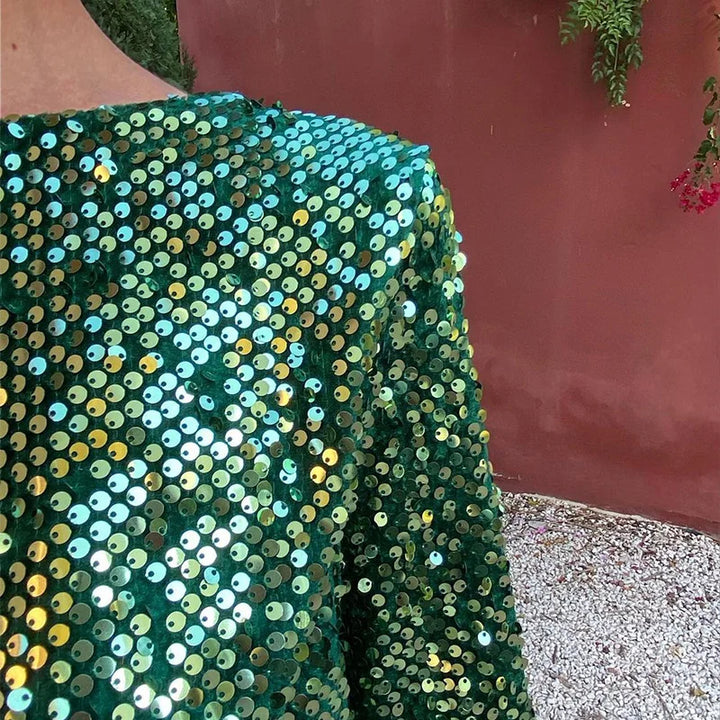 Robe Paillette Dos Nu vert