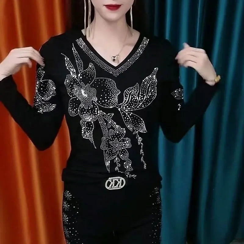 Pull Femme Croisé Strass Ajusté - Col V - Neuf Avec Étiquettes - Marque Générique