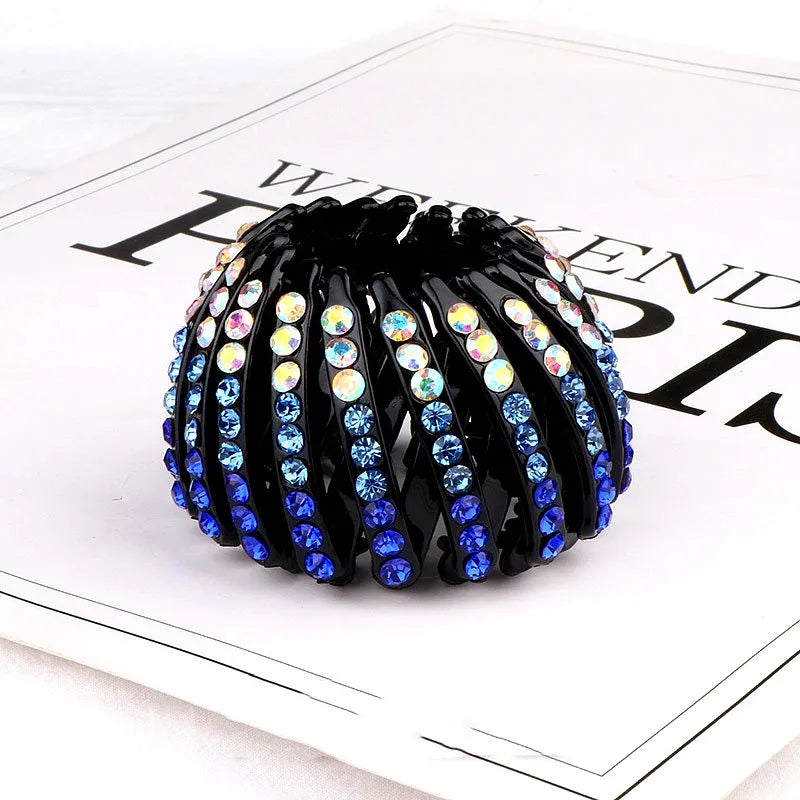 Pince Chignon Cheveux Strass Bleu