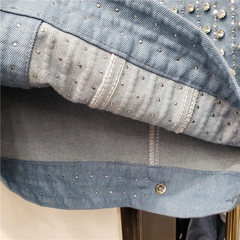 Veste Jean Bleu Clair Strass