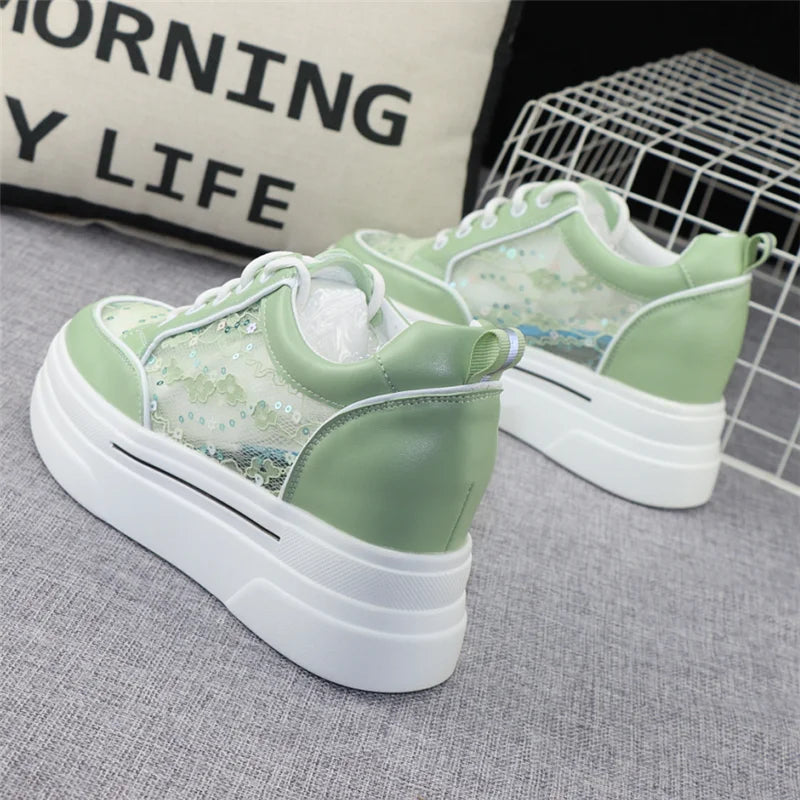 Chaussure Paillette Transparent Semelle Haute Verte 