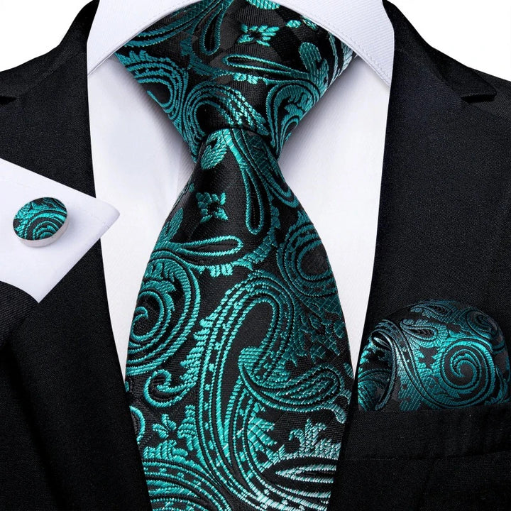 Cravate Noir Turquoise  Homme