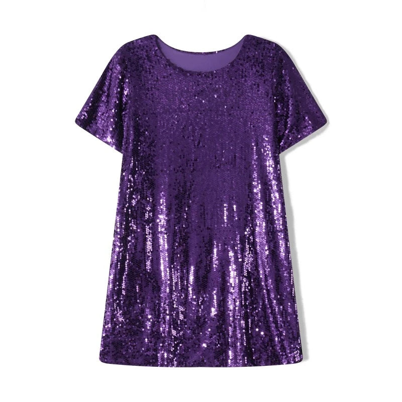 Robe T-Shirt Paillette Femme violette