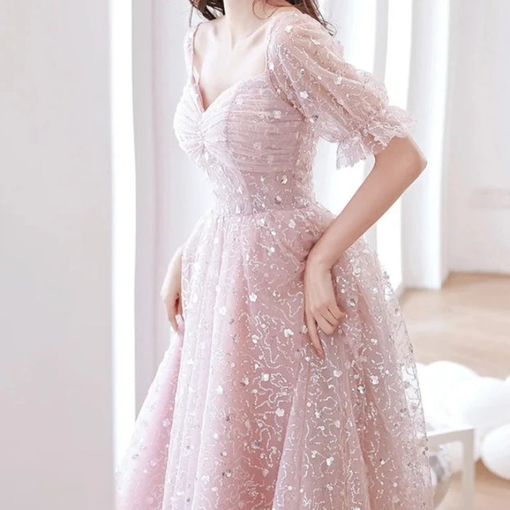 Robe Rose à Paillette Tulle