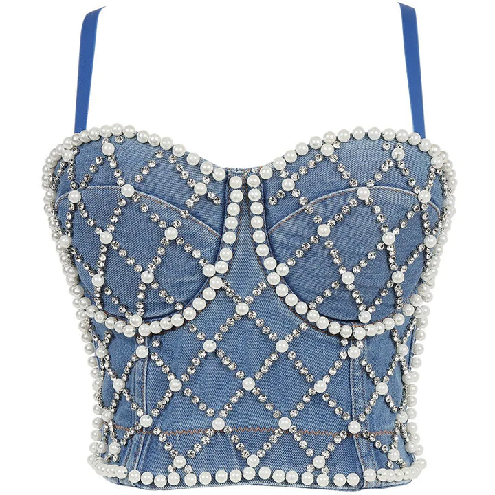 Bustier Strass Jean perles