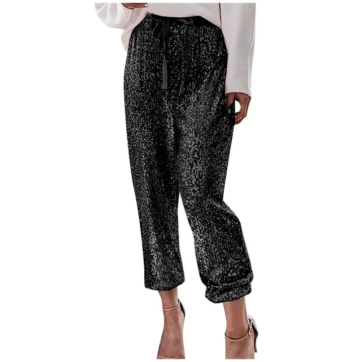 Pantalon Paillette Court Femme Noir