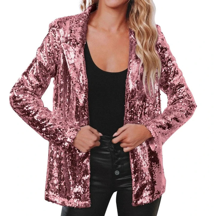 Veste Blazer Paillette Femme rose