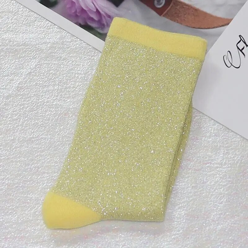 Chaussettes à Paillettes Jaune