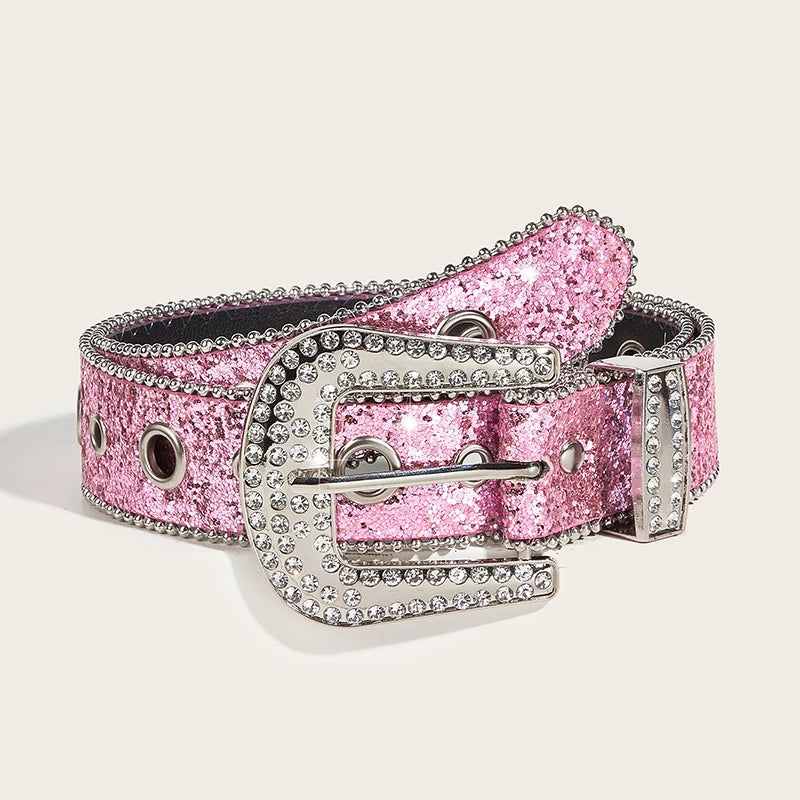 Ceinture Paillette Strass rose