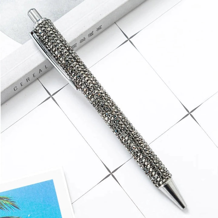 Stylo Strass Gris foncé Argenté