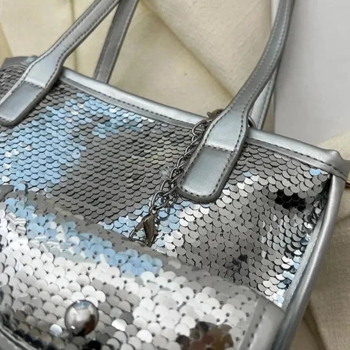 Sac Paillette Cabas argent