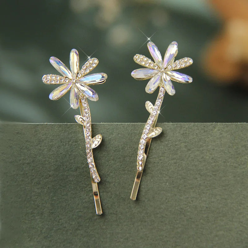 Pince Strass Fleurs cristal