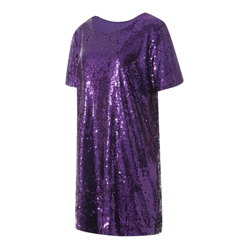 Robe T-Shirt Paillette Femme violette