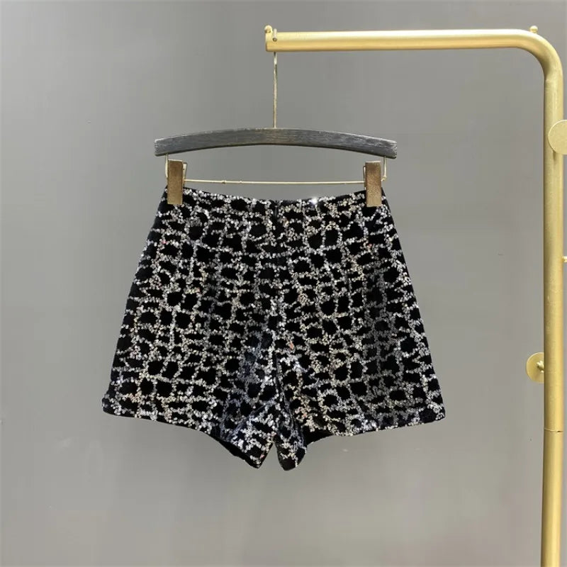 Short Paillette Quadrillé Femme