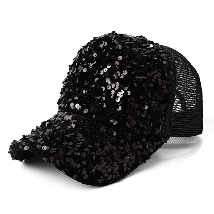 Casquette Paillette Maille Noir