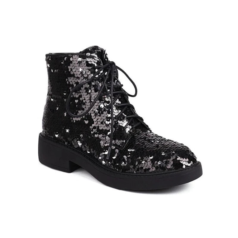 Boots Paillette Noir Pour Femme