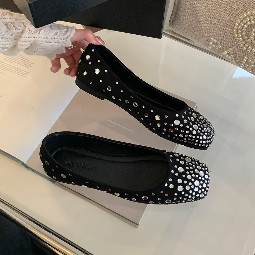 Ballerine Noir Strass Femme