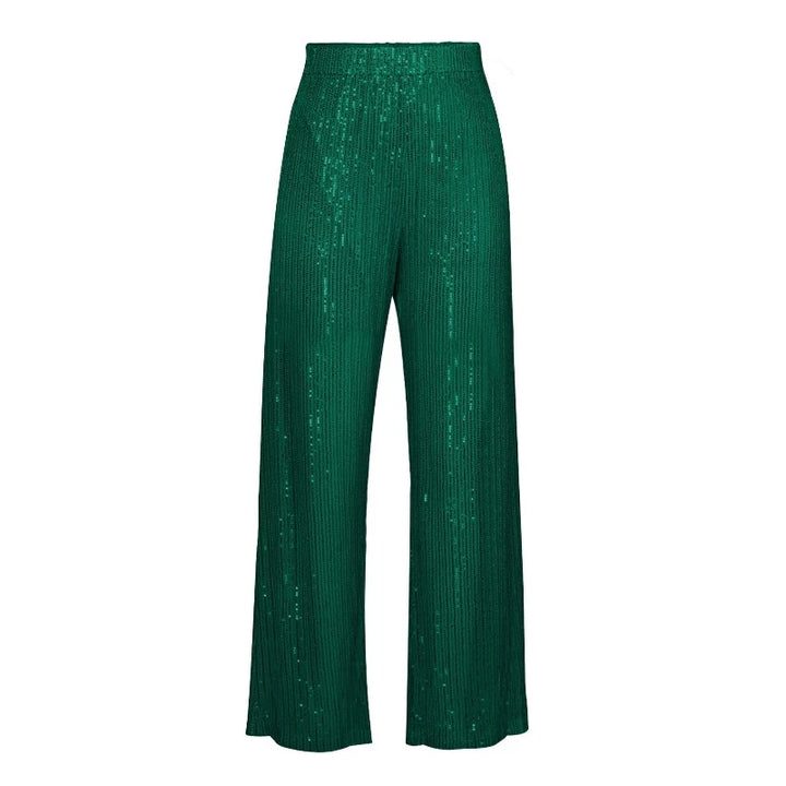 Pantalon Paillette Souple Femme vert
