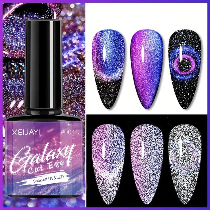 Gel Ongles Pailleté Galaxy rose bleu