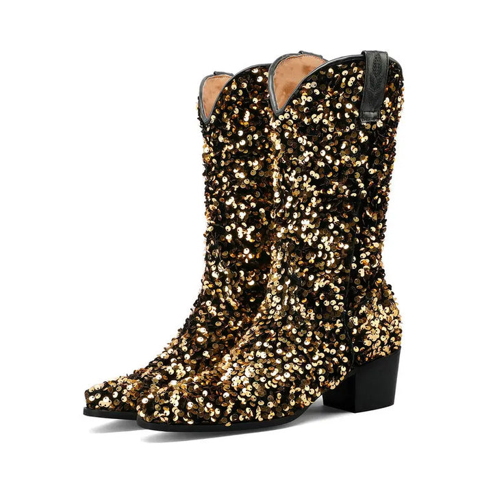 Bottes Cowboy Paillettes or