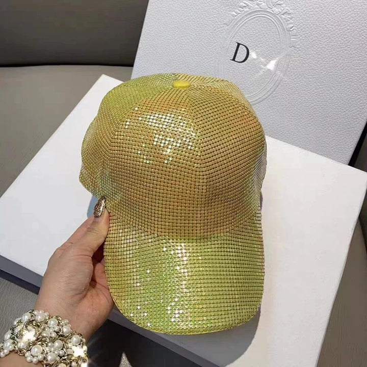 Casquette Femme Strass Jaune