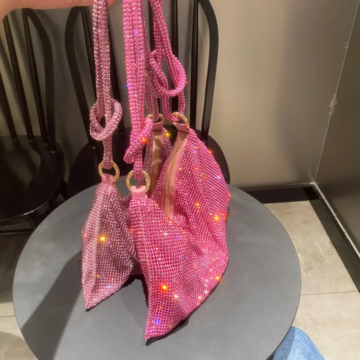 Sac Strass Bandoulière Noeud Rose